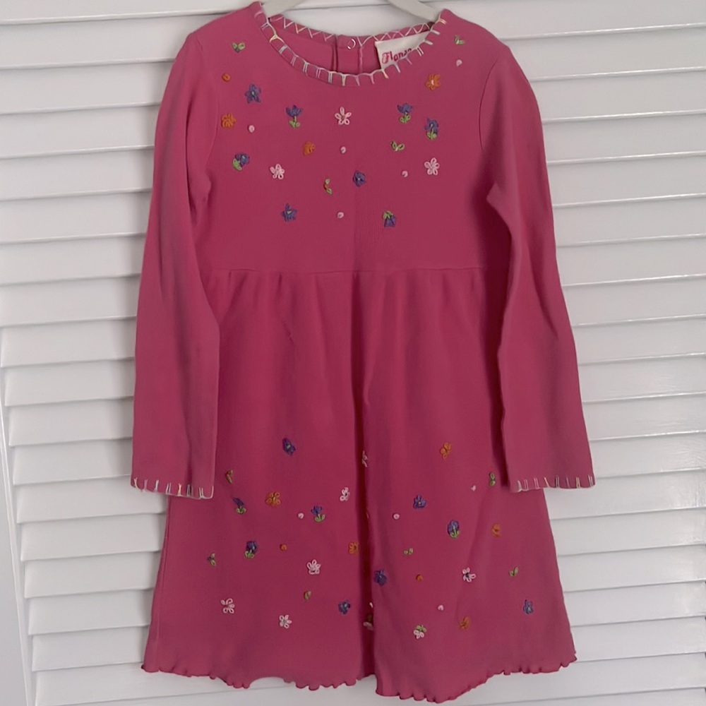 90’s Vintage Flapdoodles Dress Waffle Flower Embroidery